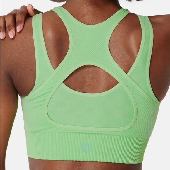 NWT Sweaty Betty Salix Green Illusion Seamless Sports Bra - Picture 2 of 10